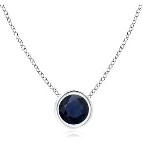 Angara Natural Blue Sapphire Solitaire Pendant Necklace in 14K Solid Gold for Women, Girls with 18" Chain | September Birthstone Jewelry Gift for Her |