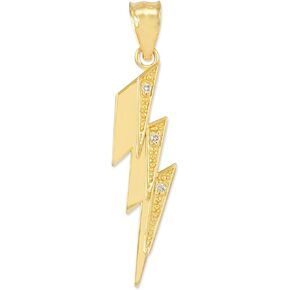 Trendy Necklaces Polished 10k Yellow Gold Diamond Lightning Bolt Charm Pendant