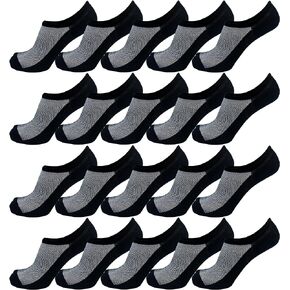 Winterlace 20 Pairs Men’s Low Cut Ankle Socks Cotton No Show Non-Slip Athletic Sports Bulk Pack