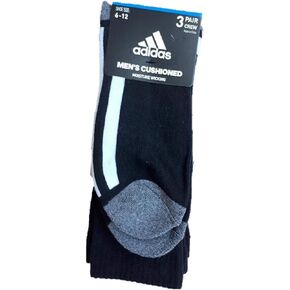 Adidas Men's 3-Pack Crew Socks, Black/Onix/White, 6-12