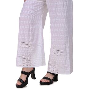 ladyline Women's Embroidered Hakoba Chikhan Palazzo Pant in Rayon with Elastic Closure