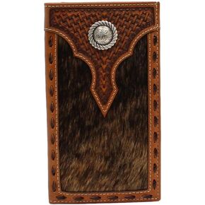 M&F Western Products Unisex-Adult A3546402 Basketweave w/Calf Hair Rodeo Wallet N/A Brown