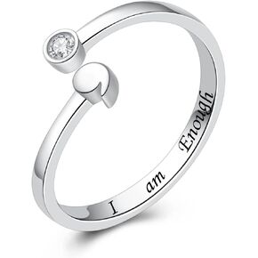 925 Sterling Silver Rings, My Story Isn't Over Yet Ring Adjustable Open Rings Semicolon Jewelry for Women Inspirational Gift