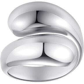 LEMON GRASS Chunky Gold Wrap Ring | Pl Wrap Around Ring Bypass Dome | Thick Statement Bold Dome Simple Bypass Ajustable Open Ring in 18K Gold Plated Sterling Silver