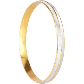 Bodha 316 Stainless Steel Two Dual Tone Designer Stylish Self Design Amritsari Gold Plated Sikh Kada for Men