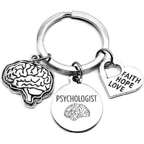 Psychologist Keychain, Child Psychologist Keychain, Psychology, Psych Student Gift, Human Brain Keychain, Faith Hope Love Keychain, Doctor Gift, Neurologist Gift, Psychologist Key Ring