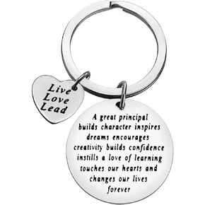 Valentines Keychain Birthday Gift for Principal Gift Principal Keychain A Great Principal Builds Character Inspires Dreams School Principal Jewelry Retirement Thank You Gift for Principal Teacher