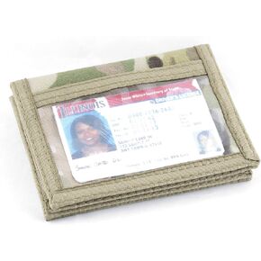 Dual Sided ID Holder. Minimalist Front Pocket. Purse Wallet. Slim. Hook n Loop. USA Made (Black)