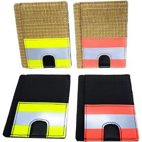 Firefighter Wallet Minimalist Slim Fit Reflective Original Turnout Bunker Fabric Gear Men Gift (Beige & Yellow)