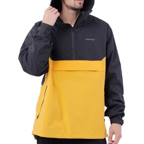 YINGJIELIDE Men's Waterproof Hooded Rain Jacket,Windproof Insulated Sailing Coat,Windbreaker Softshell Hoodie for Ski Hiking