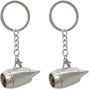 Honbay 2PCS Metal Aircraft Engine Keychain Creative Airplane Parts Key Rings Keyfob in A Box for Bag Purse Wallet Cellphone or Car Pendant