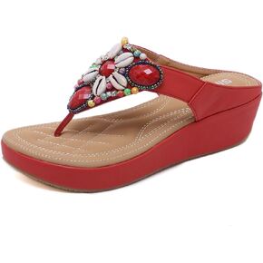 Women's Thong Wedge Sandals Flip Flops Summer Outdoor Non-slip Breathable Platform Roman Shoes.