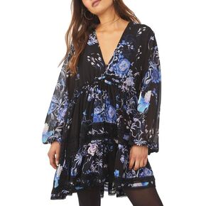 Free People Women's Cherry Blossom Mini Dress (Black Combo, X-Small)