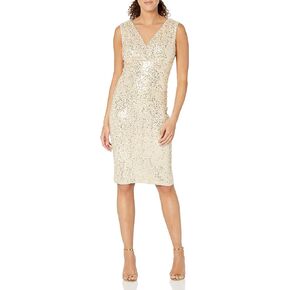 Eliza J Women's Sheath Style Empire Waist Sleeveless Vneck Dress