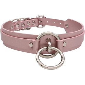 Plus Size O Ring Choker Faux Leather Collar Necklace