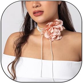 INENIMARTJ Flower Choker Necklace Big Rose Choker Velvet Rosette Flower Collar Choker Necklace for Women Girls Bride Wedding Party Summer Necklaces