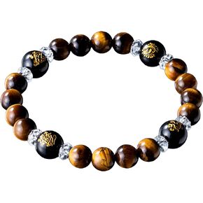 Guardian Deities Black Bracelet for Wealth and Victory 6-8 inches Japanese feng shui onyx tiger eye