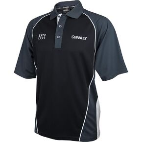 Guinness Performance Signature Golf Shirt Official Merchandise Polyester Paneled Sport Polo Shirt