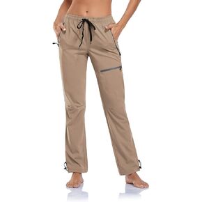 BINSTERAIN Women's Cargo Hiking Pants Zipper Pockets Lightweight Outdoor Elastic Waist Quick Dry Water Resistant UPF 50+