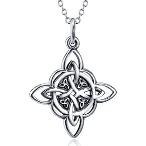 LDAOS Celtic Knot Pendant Necklace For Women, Stainless steel Good Luck Trinity Knot Necklace, 25'' Rolo Chain