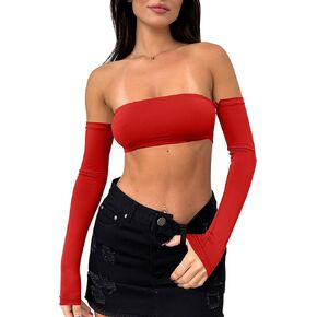 بلوزة نسائية مثيرة بدون أكتاف من BORIFLORS صيفية بدون حمالات in Kuwait