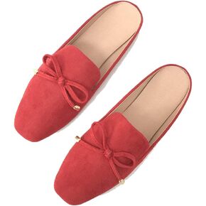 Mule Loafers for Women Flats Bow Slip On Slides Open Back Casual Shoes