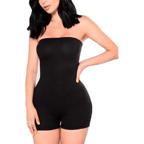Women Sexy Strapless Bodycon Short Bodysuit Playsuit Strapless Tube Top Romper One Piece Solid Color Jumpsuit Pants Outfit