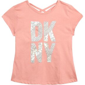 DKNY Girls' Shirt - Casual Short Sleeve Fashion Logo T-Shirt for Girls - Kids' Graphic Tee - Youth Top (S-XL)