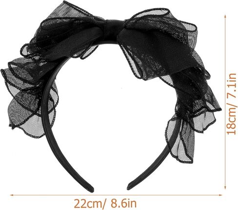 Beaupretty Large Bow Headband Black Lace Bowknot Hairband Soft Elastic Gauze Hair Hoop Wide Headbands Vintage Headpiece for Halloween Wedding Party in Saudi Arabia