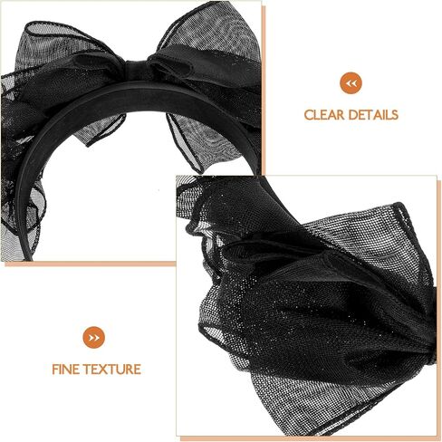 Beaupretty Large Bow Headband Black Lace Bowknot Hairband Soft Elastic Gauze Hair Hoop Wide Headbands Vintage Headpiece for Halloween Wedding Party in Saudi Arabia