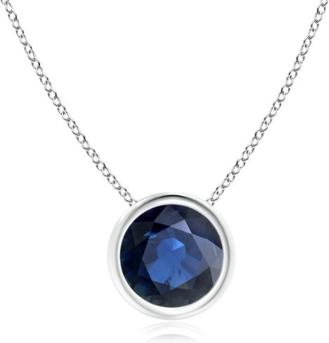 Angara Natural Blue Sapphire Solitaire Pendant Necklace in 14K Solid Gold for Women, Girls with 18" Chain | September Birthstone Jewelry Gift for Her | in Saudi Arabia