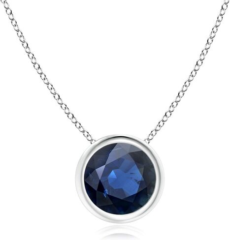 Angara Natural Blue Sapphire Solitaire Pendant Necklace in 14K Solid Gold for Women, Girls with 18" Chain | September Birthstone Jewelry Gift for Her | in Saudi Arabia