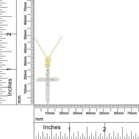 قلادة SAVEARTH DIAMONDS 1 1/10 قيراط مستديرة الشكل من الألماس المويسانتي على شكل صليب من الذهب عيار 14 قيراط فوق مجوهرات من الفضة الاسترليني للنساء مع سلسلة 18 بوصة (لون G-H، وضوح VVS1، 1.10 قيراط) in Kuwait