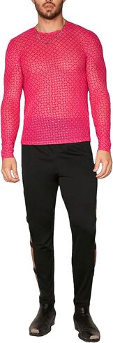 WDIRARA Men's Rhinestone Trim Mesh Sheer Long Sleeve Round Neck Party Blouse Shirts in Saudi Arabia
