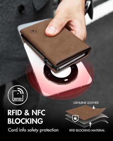 محفظة ايوانتيت النحيفة للرجال | محفظة جلدية بسيطة ممتازة تحجب RFID مع وظيفة منبثقة | محفظة رجالية ذكية ثلاثية الطي تناسب 11+ بطاقة مع نافذة لبطاقة الهوية | فتحة النقدية | VintageBrown in Kuwait