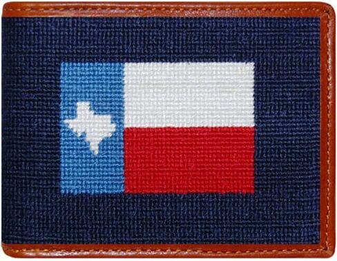 Smathers & Branson Texas Flag Needlepoint Bi-Fold Leather Wallet in Kuwait