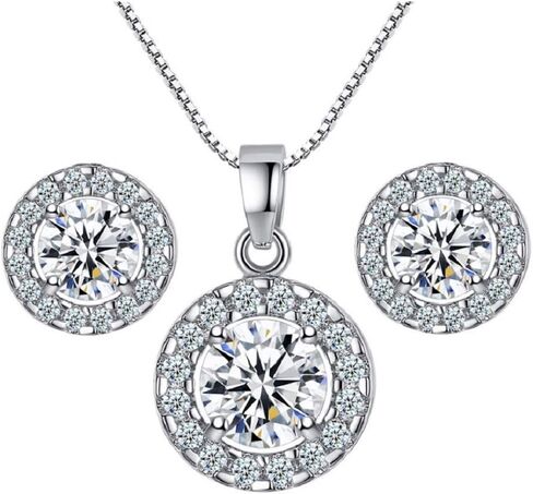 مجموعة مجوهرات للنساء من اورولا مصنوعة من خليط معدني من الفضة ومرصعة باحجار الراين والكريستال للزفاف والاقراط in Kuwait