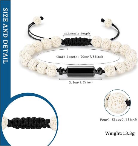 Hearbeingt Cremation Urn Bracelet for Ashes Adjustable Rope Cylinder Urn Bracelet Bangle for Ashes for Men Women Stainless Steel Memorial Keepsake Bracelet Jewelry in Saudi Arabia