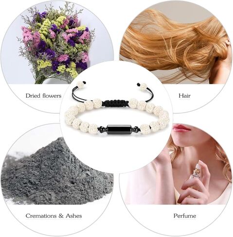 Hearbeingt Cremation Urn Bracelet for Ashes Adjustable Rope Cylinder Urn Bracelet Bangle for Ashes for Men Women Stainless Steel Memorial Keepsake Bracelet Jewelry in Saudi Arabia