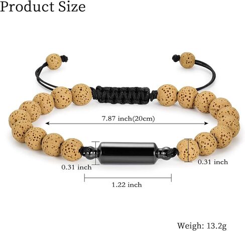 Hearbeingt Cremation Urn Bracelet for Ashes Adjustable Rope Cylinder Urn Bracelet Bangle for Ashes for Men Women Stainless Steel Memorial Keepsake Bracelet Jewelry in Saudi Arabia