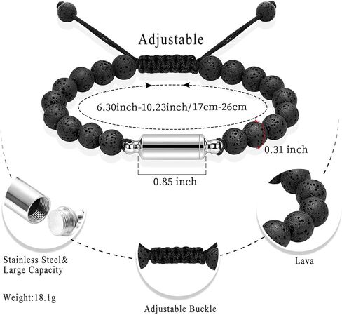 Hearbeingt Cremation Urn Bracelet for Ashes Adjustable Rope Cylinder Urn Bracelet Bangle for Ashes for Men Women Stainless Steel Memorial Keepsake Bracelet Jewelry in Saudi Arabia