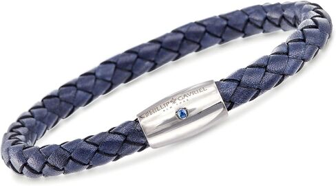 Ross-Simons Phillip Gavriel Men's Blue Leather Bracelet With Sapphire Accent and Sterling Silver. 8 inches in Saudi Arabia