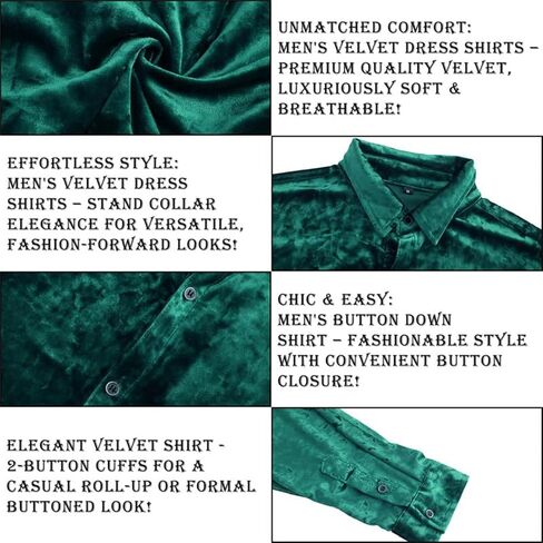قمصان رجالي من KISSQIQI قمصان مخملية بأكمام طويلة وأزرار للأسفل وقميص عضلي ضيق مناسب لحفلات الزفاف in Kuwait