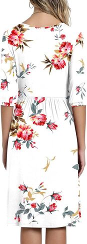 CATHY Women's 3/4 Sleeve 2024 Casual High Waist Round Neck Midi Dress with Pockets in Kuwait