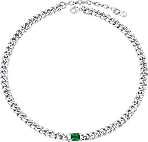 PROSTEEL رائع زركونيا مكعب 7 مم كوبي رابط قلادة 16 بوصة، تخصيص سلسلة جوهرة الميلاد يناير - ديسمبر 12 شهرًا متاحًا، فضي/ذهبي/أسود 316L من الفولاذ المقاوم للصدأ، يأتي صندوق هدايا in Saudi Arabia