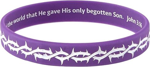 Needzo Amazing Love Lent Silicone Crown of Thorns Bracelet with Double Sided Prayer Card, Catholic Holiday Unisex Jewelry, John 3:16 Gifts, One Size Fits Most, 3 Pack, One Size, Silicone, Agate in Saudi Arabia