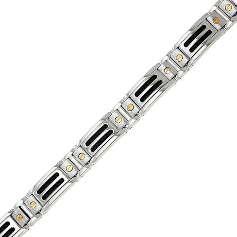 Metro Jewelry Link Bracelet for Men in Stainless Steel and Cable Details - 8.5 Inches Long 13 mm Wide with Fold Over Clasp, Metal, no gemstone in Saudi Arabia