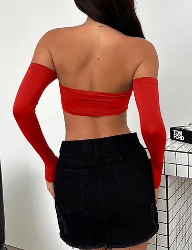 بلوزة نسائية مثيرة بدون أكتاف من BORIFLORS صيفية بدون حمالات in Kuwait