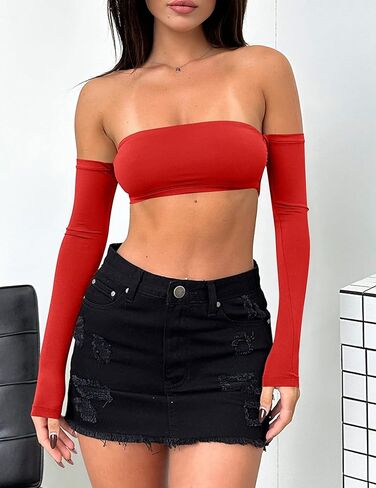 بلوزة نسائية مثيرة بدون أكتاف من BORIFLORS صيفية بدون حمالات in Kuwait