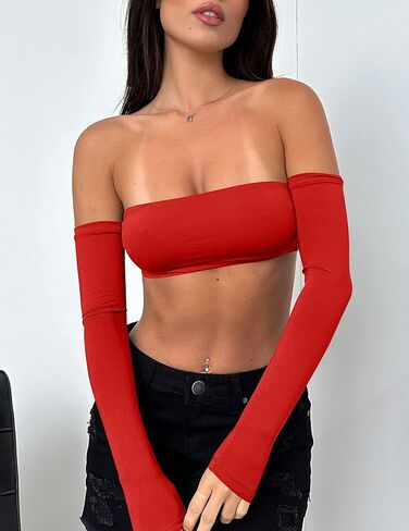 بلوزة نسائية مثيرة بدون أكتاف من BORIFLORS صيفية بدون حمالات in Kuwait